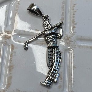 Vintage Golfer Charm Pendant 925 Sterling Silver Golf Player
